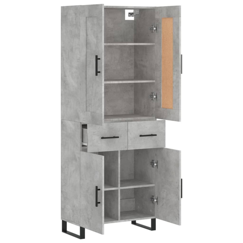 Witrynka, szarość betonu 69,5x34x180 cm materiał drewnopochodny