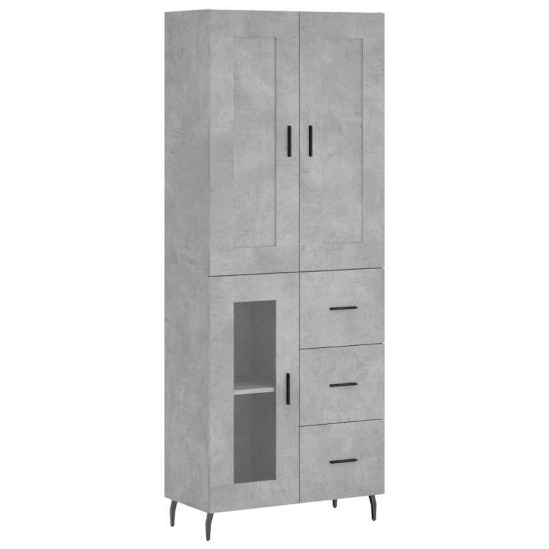 Witrynka, szarość betonu 69,5x34x180 cm materiał drewnopochodny