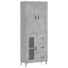 Witrynka, szarość betonu 69,5x34x180 cm materiał drewnopochodny