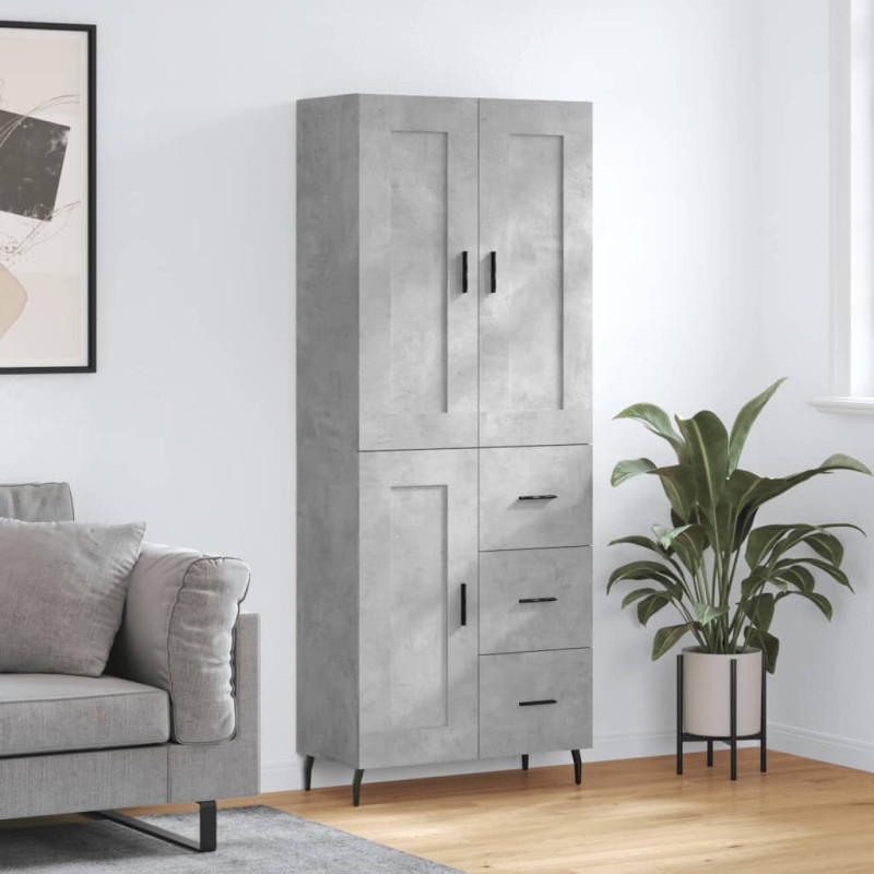 Witrynka, szarość betonu 69,5x34x180 cm materiał drewnopochodny