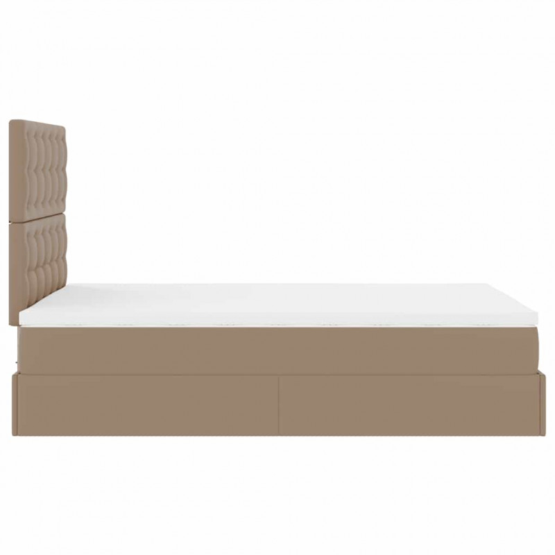 Rama łóżka otomana z materacem, cappucino, 120x190 cm, ekoskóra