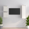 Szafki pod TV, 3 szt., białe, lite drewno sosnowe