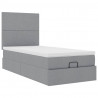 Rama łóżka otomana z materacem, jasnoszara, 90x190 cm, tkanina