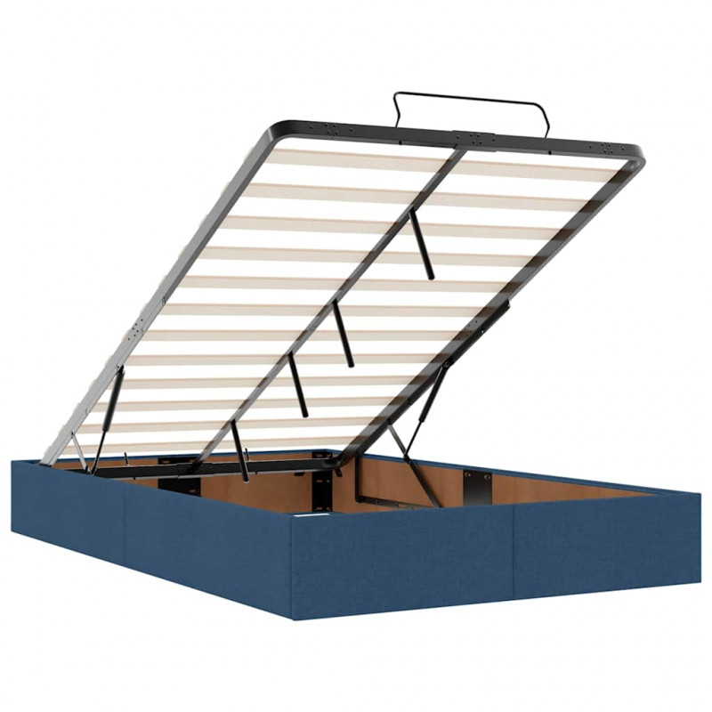 Rama łóżka otomana z materacem, niebieska, 120x200 cm, tkanina