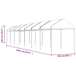 Namiot ogrodowy z dachem, biały, 15,61x2,28x2,69 m, polietylen