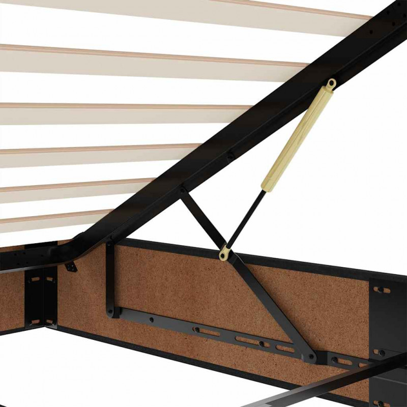 Rama łóżka otomana z materacem, czarna, 80x200 cm, tkanina