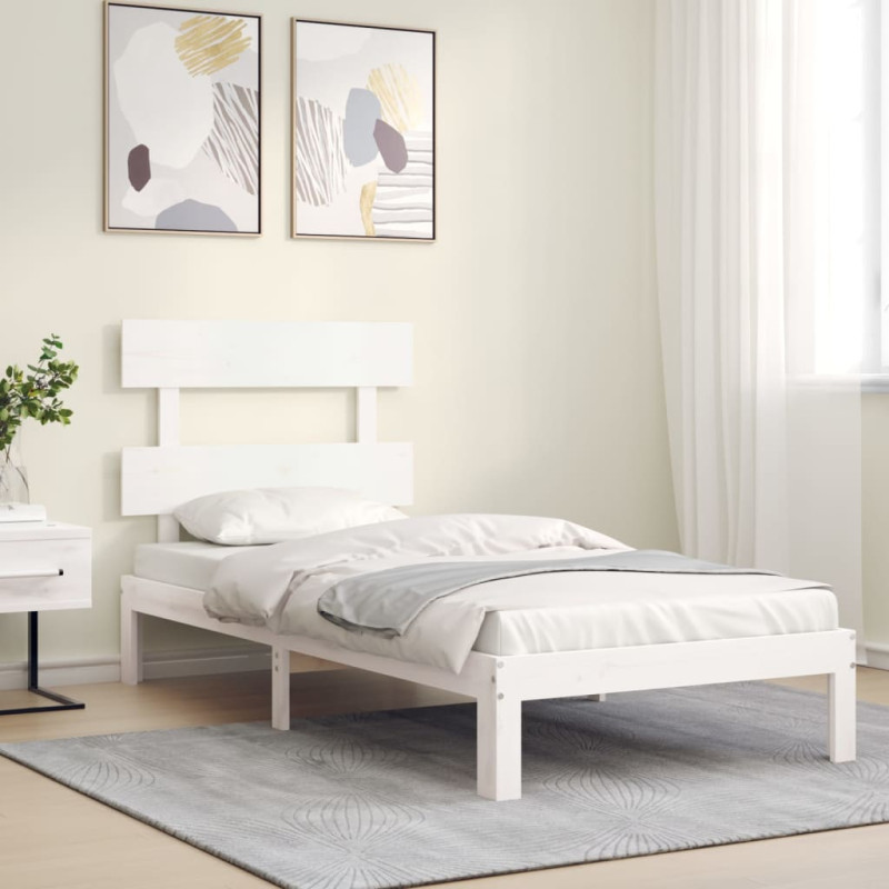 Rama łóżka bez materaca, biała, 90x200 cm, lite drewno sosnowe