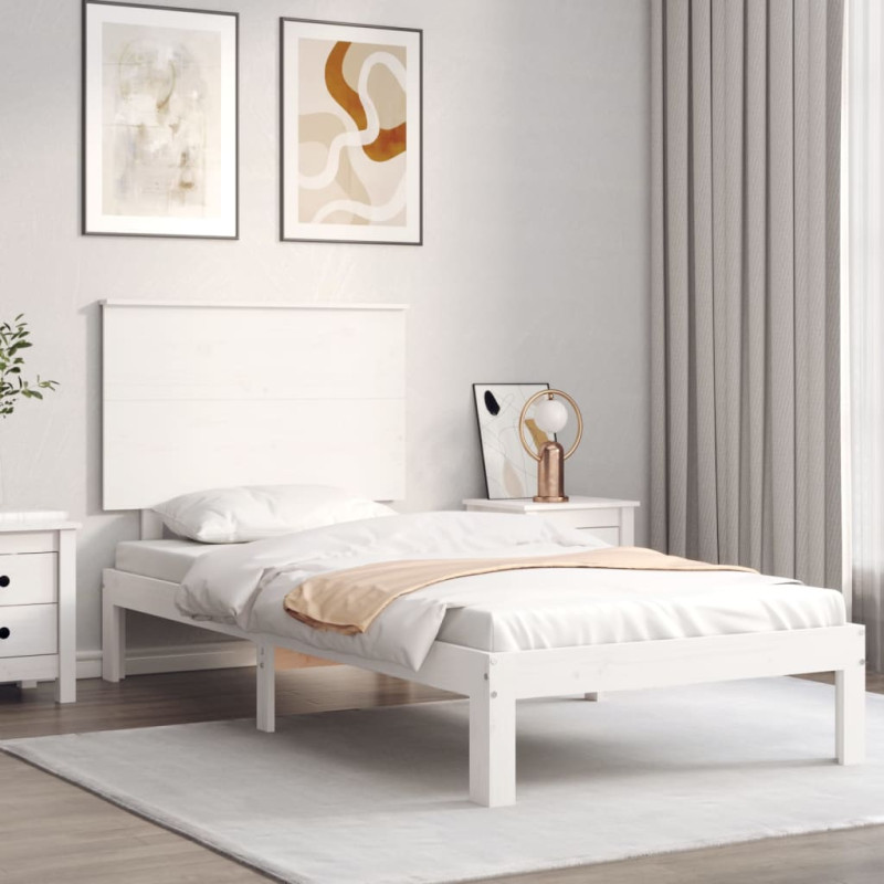 Rama łóżka bez materaca, biała, 90x200 cm, lite drewno sosnowe