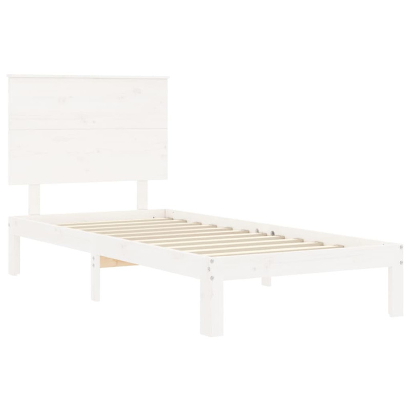 Rama łóżka bez materaca, biała, 90x200 cm, lite drewno sosnowe