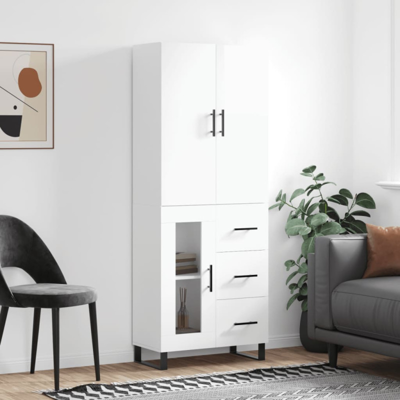 Witrynka biała połysk 69,5x34x180 cm materiał drewnopochodny
