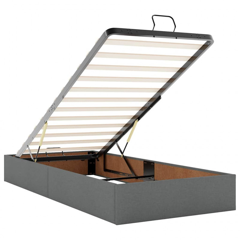 Rama łóżka otomana z materacem, szara, 100x200 cm, tkanina