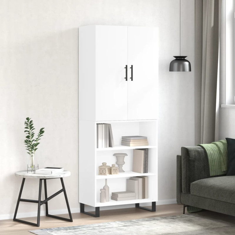 Witrynka biała połysk 69,5x34x180 cm materiał drewnopochodny