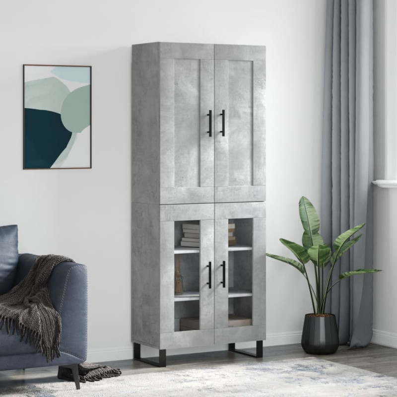 Witrynka, szarość betonu 69,5x34x180 cm materiał drewnopochodny