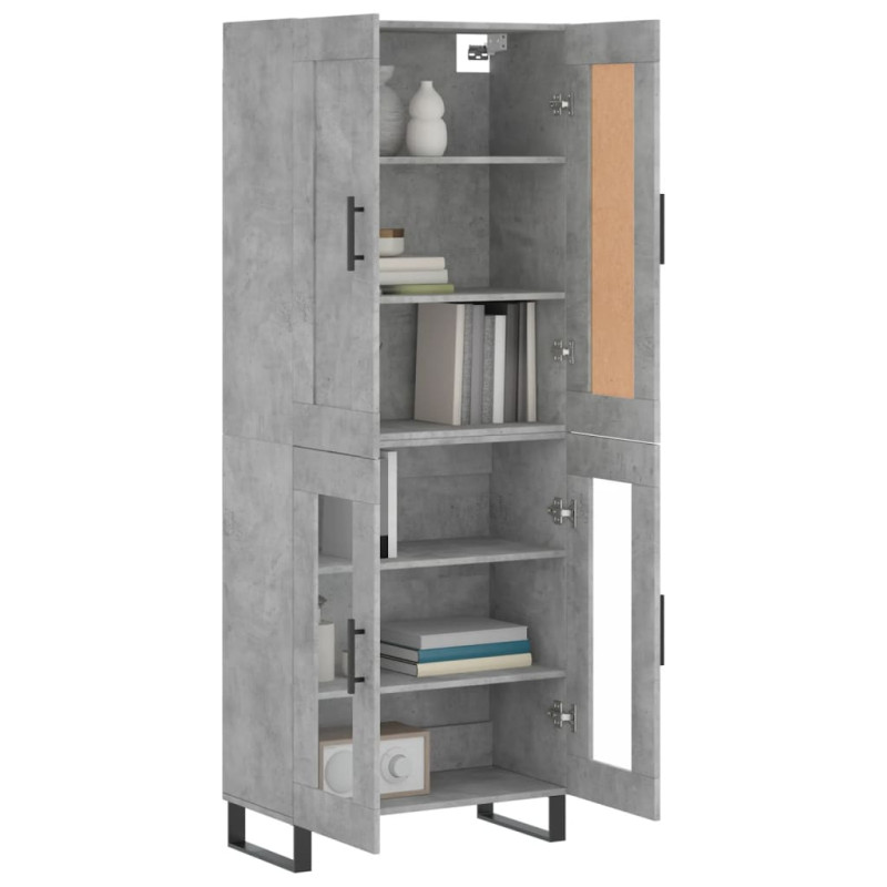 Witrynka, szarość betonu 69,5x34x180 cm materiał drewnopochodny