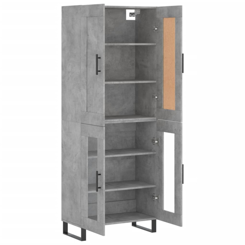Witrynka, szarość betonu 69,5x34x180 cm materiał drewnopochodny