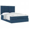 Rama łóżka otomana z materacem, niebieska, 140x190 cm, tkanina