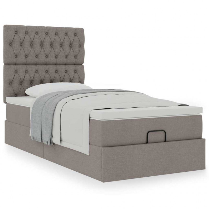 Rama łóżka otomana z materacem, taupe, 80x200 cm, tkanina