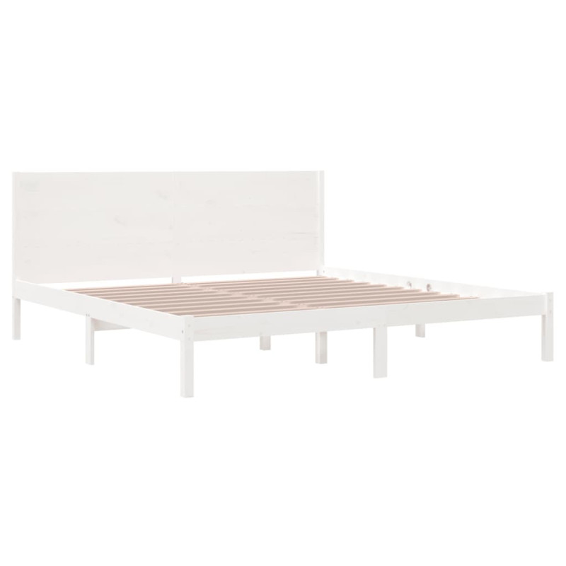 Łóżko bez materaca, białe, 200x200 cm, lite drewno sosnowe