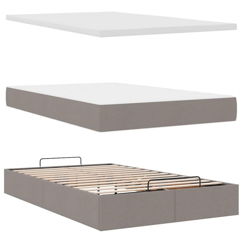 Rama łóżka otomana z materacem, taupe, 120x200 cm, tkanina
