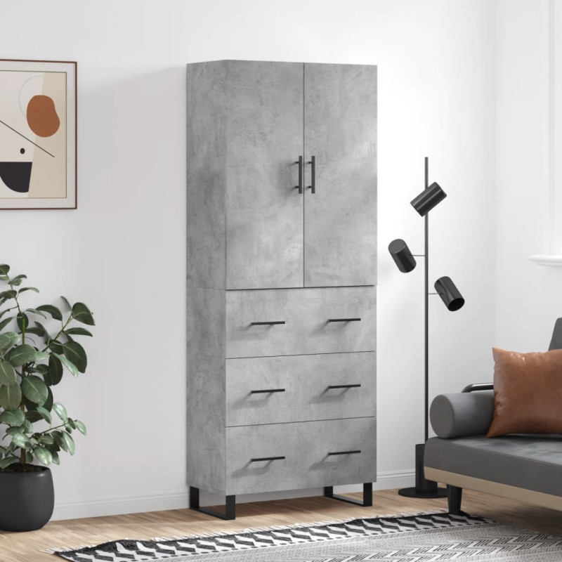 Witrynka, szarość betonu 69,5x34x180 cm materiał drewnopochodny