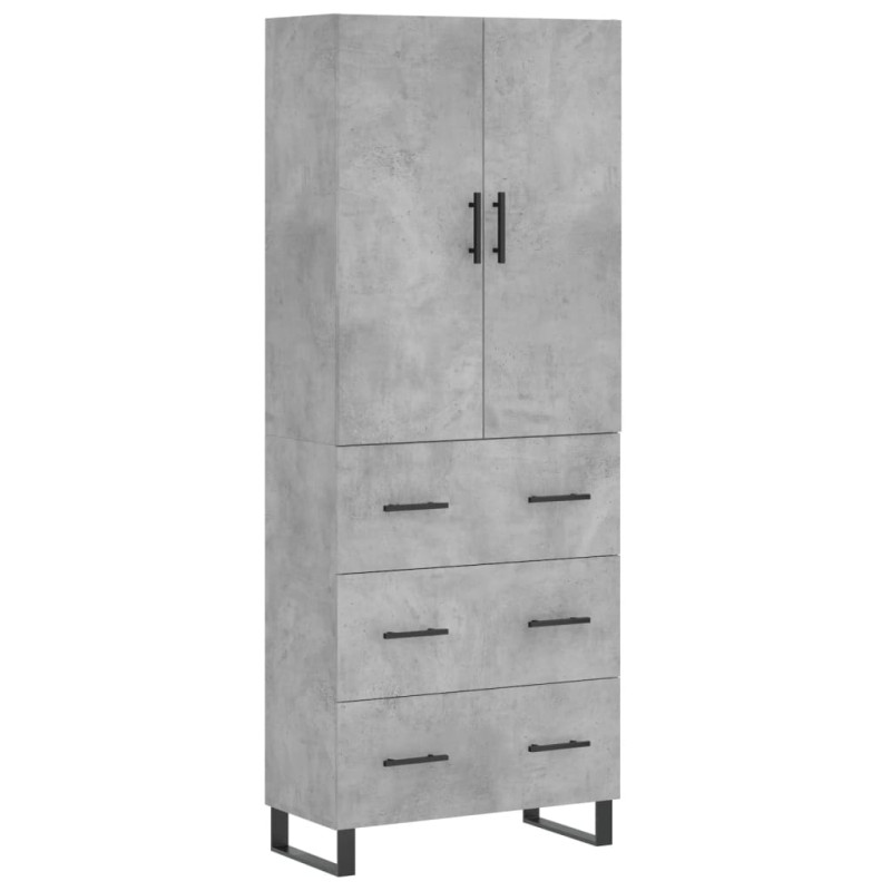 Witrynka, szarość betonu 69,5x34x180 cm materiał drewnopochodny