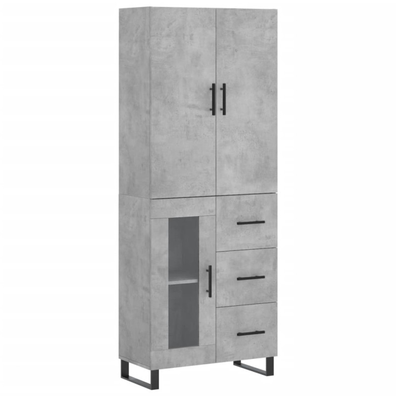 Witrynka, szarość betonu 69,5x34x180 cm materiał drewnopochodny