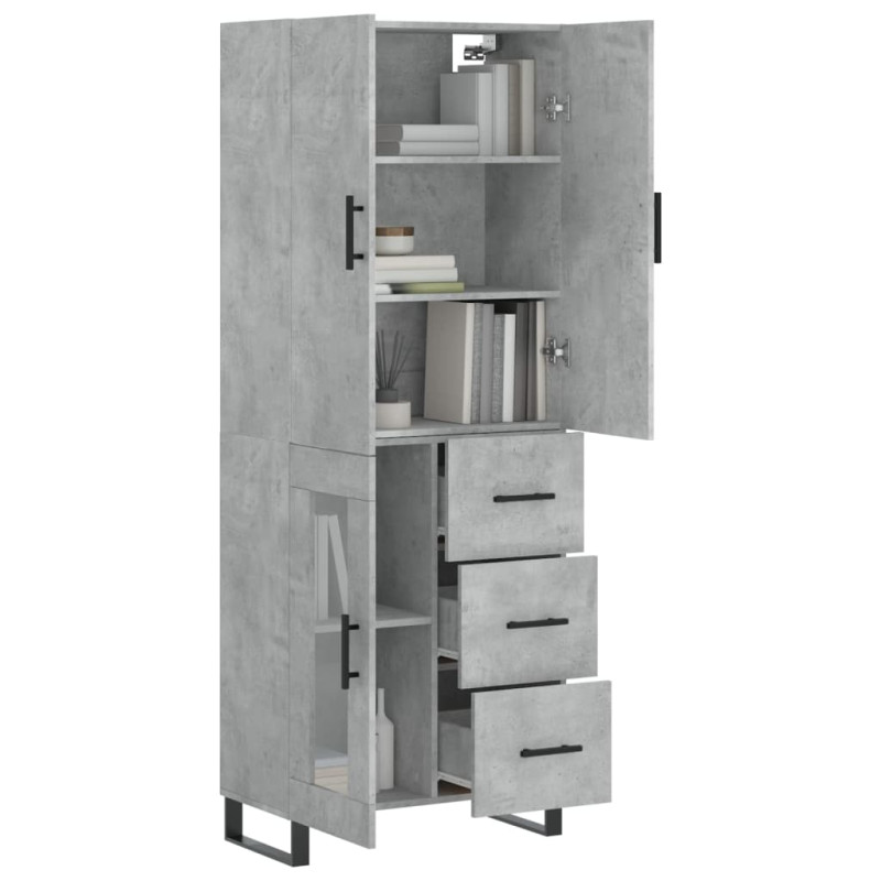 Witrynka, szarość betonu 69,5x34x180 cm materiał drewnopochodny
