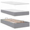 Łóżko otomana z materacem, jasnoszare, 100x200 cm, tkanina