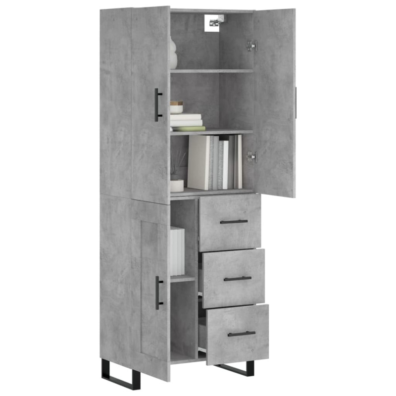 Witrynka, szarość betonu 69,5x34x180 cm materiał drewnopochodny