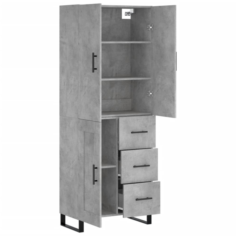 Witrynka, szarość betonu 69,5x34x180 cm materiał drewnopochodny