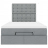 Rama łóżka otomana z materacem, jasnoszara, 120x190 cm, tkanina