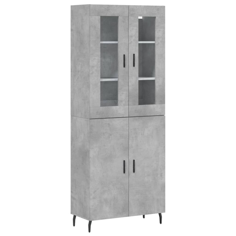 Witrynka, szarość betonu 69,5x34x180 cm materiał drewnopochodny