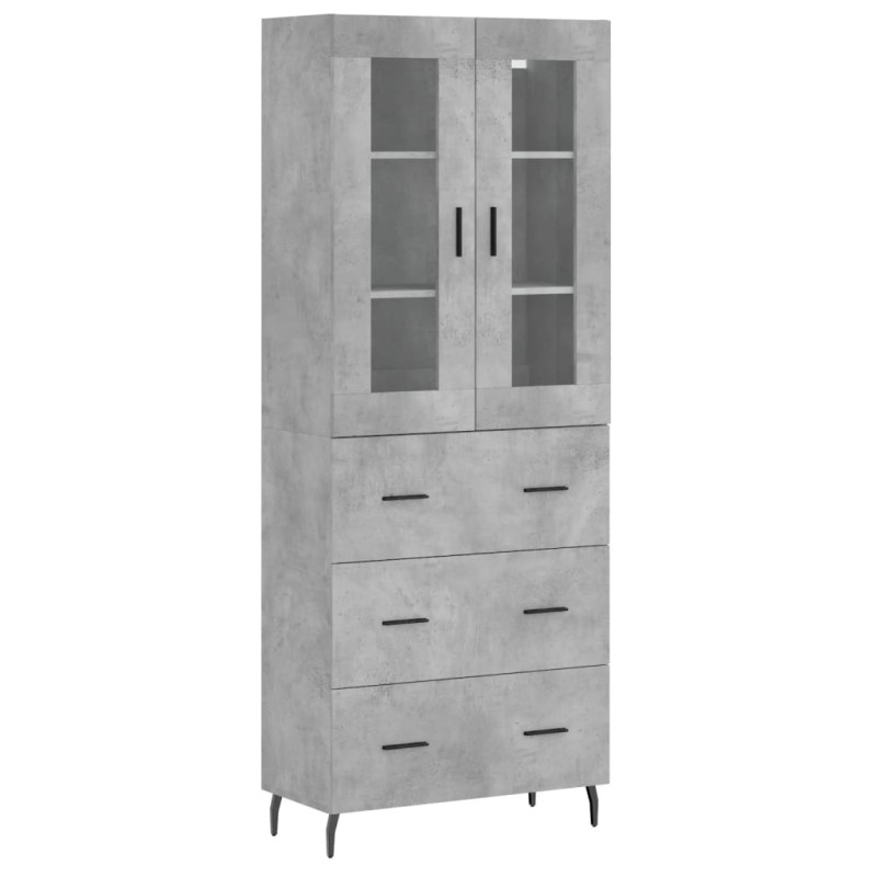 Witrynka, szarość betonu 69,5x34x180 cm materiał drewnopochodny