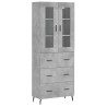 Witrynka, szarość betonu 69,5x34x180 cm materiał drewnopochodny