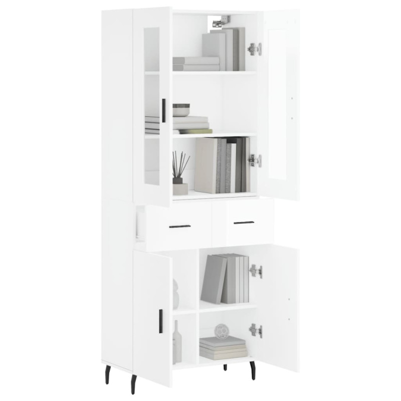 Witrynka biała połysk 69,5x34x180 cm materiał drewnopochodny