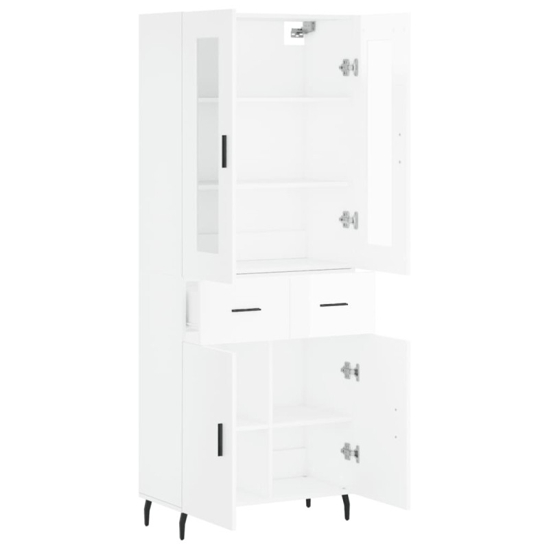 Witrynka biała połysk 69,5x34x180 cm materiał drewnopochodny