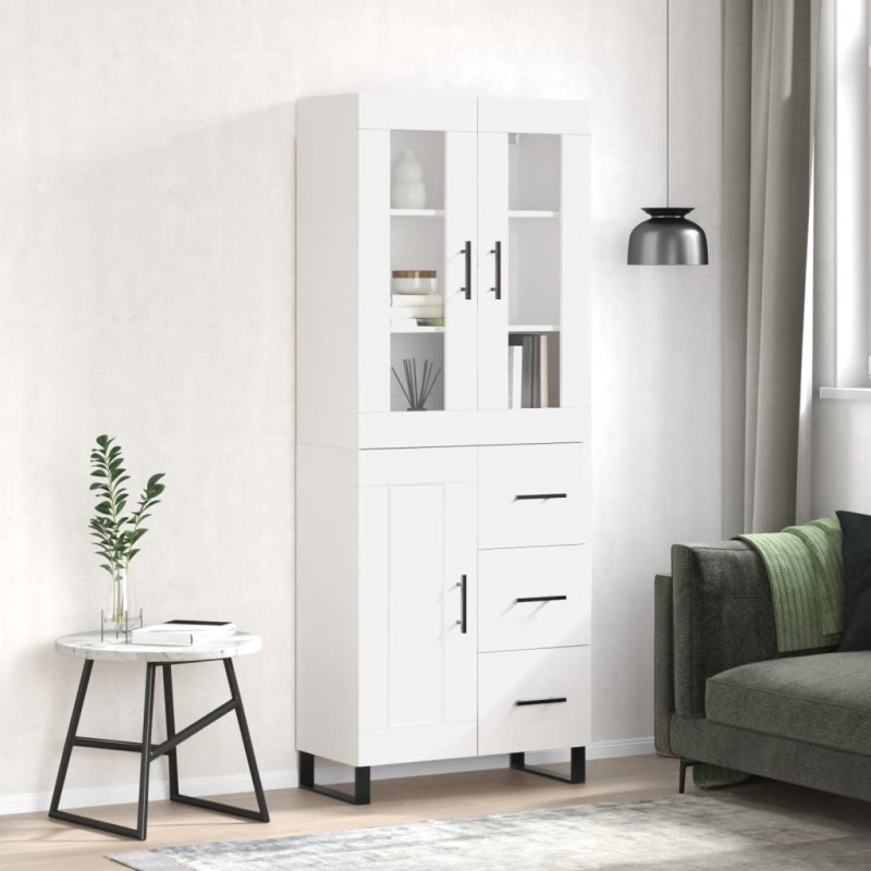 Witrynka biała połysk 69,5x34x180 cm materiał drewnopochodny
