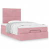 Rama łóżka otomana z materacami, różowa, 120x190 cm, aksamit