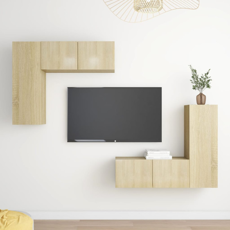 4-cz. zestaw szafek TV, dąb sonoma, materiał drewnopochodny