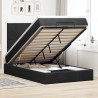 Rama łóżka otomana z materacami, czarna, 120x200 cm, aksamit