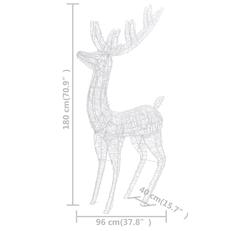 Renifery z akrylu XXL, 3 szt., 250 niebieskich LED, 180 cm