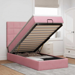 Rama łóżka otomana z materacami, różowa, 80x200 cm, aksamit