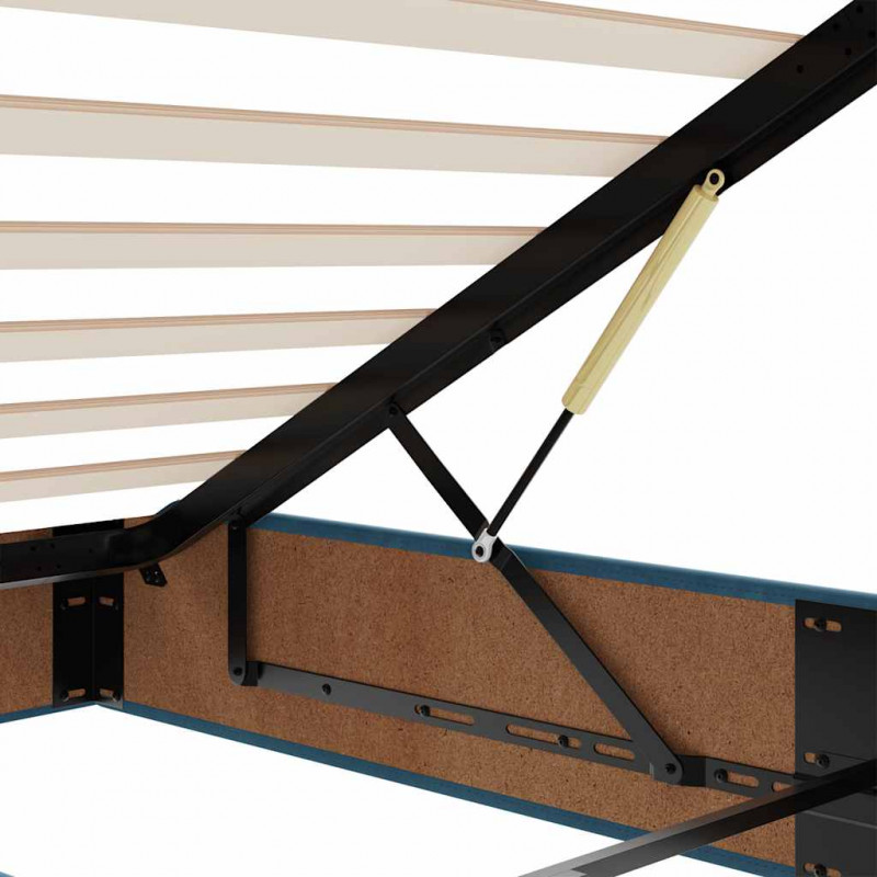 Rama łóżka otomana z materacami, niebieska, 120x200 cm, aksamit