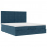Rama łóżka otomana z materacami, niebieska, 160x200 cm, aksamit