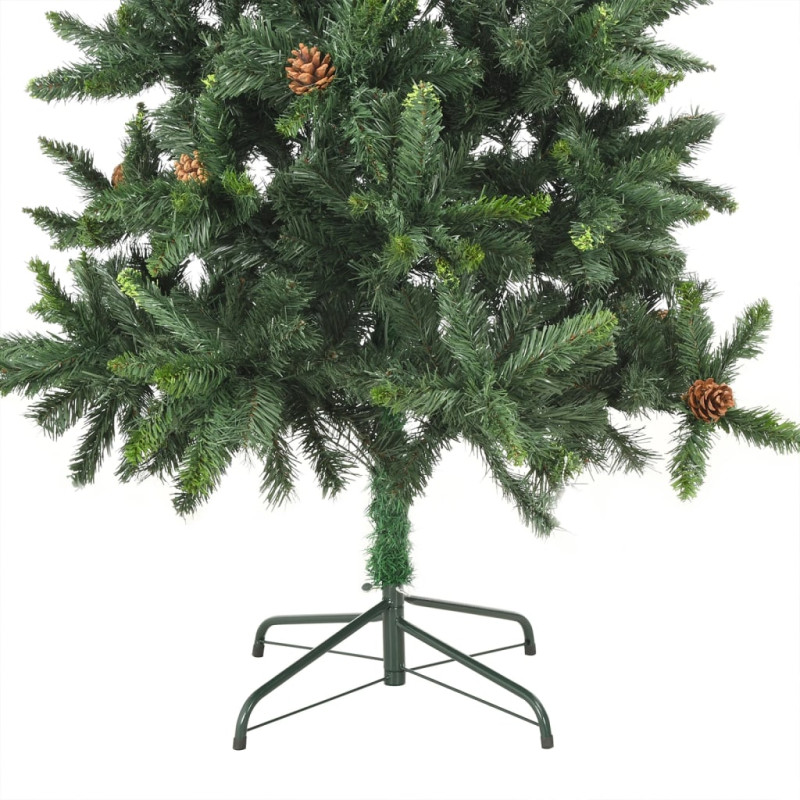 Sztuczna choinka z lampkami i bombkami, zielona, 210 cm
