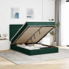 Rama łóżka otomana z materacami, zielona, 140x190 cm, aksamit