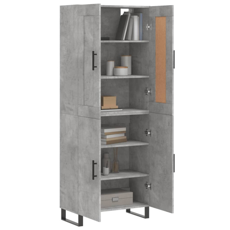 Witrynka, szarość betonu 69,5x34x180 cm materiał drewnopochodny