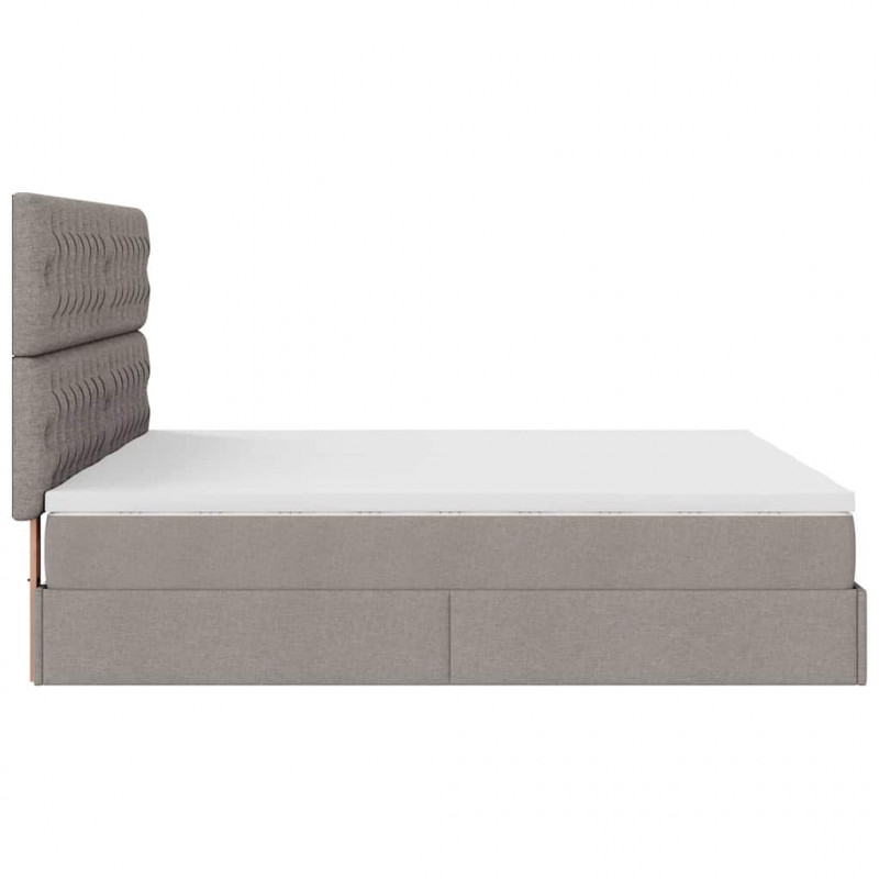 Rama łóżka otomana z materacami, taupe, 200x200 cm, tkanina