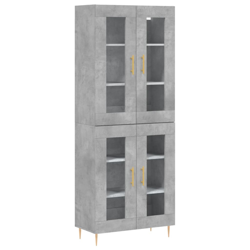 Witrynka, szarość betonu 69,5x34x180 cm materiał drewnopochodny