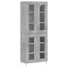 Witrynka, szarość betonu 69,5x34x180 cm materiał drewnopochodny